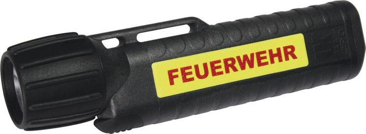 Produktbild UK Helmlampe 4AA eLED CPO, ES Frontschalter, schwarz, nachl. Streifen, FEUERWEHR (15.70 cm, 130 lm)