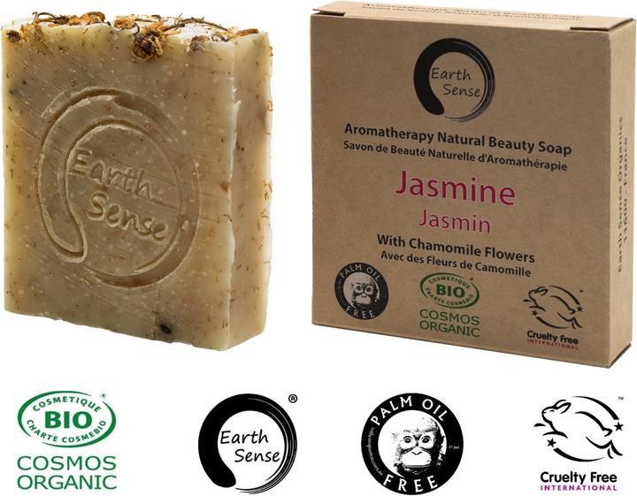 Natura Punto Palmölfreie feste Bio-Seife, min. 72% kaltgepresste Öle, Jasmin mit Kamillenblüten (Hartseife)