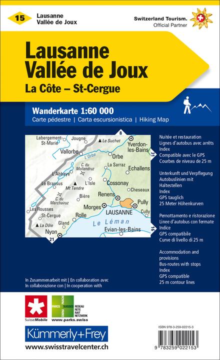 Energie-Label Wanderkarte Lausanne-Vallée de Joux