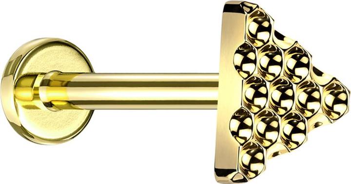 Star Piercing Micro Labret Innengewinde vergoldet gepunkteter Diamantschliff Dreieck vergoldet (ohne Messing, Titan G23)