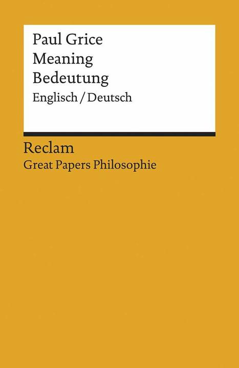 Produktbild Meaning / Bedeutung (Deutsch, Englisch, Paul Grice, 2020)