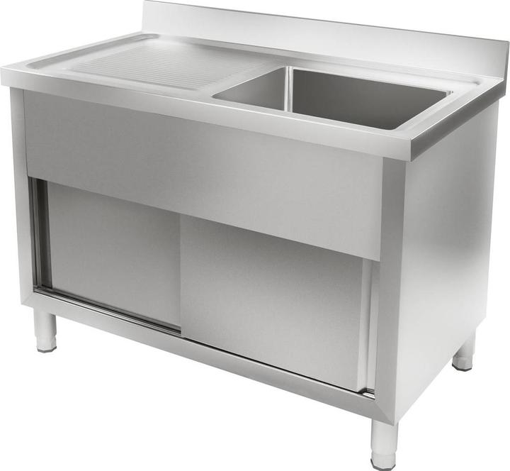 Royal Catering Doppel Spülschrank Küchenschrank Unterschrank Spüle Küche Schiebetüren Spültisch (30 cm, 120 cm)