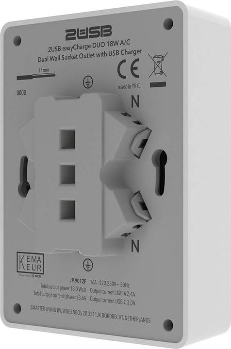 Produktbild 2USB 2U-449221 Unterputz-Dose mit USB-C®, mit USB-Ladeausgang Weiss (glänzend)