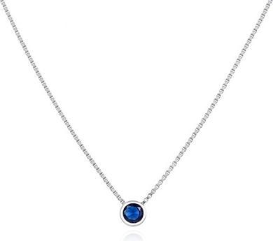 Agato Minimalist silver necklace with blue zircon AGS1561/47-DB