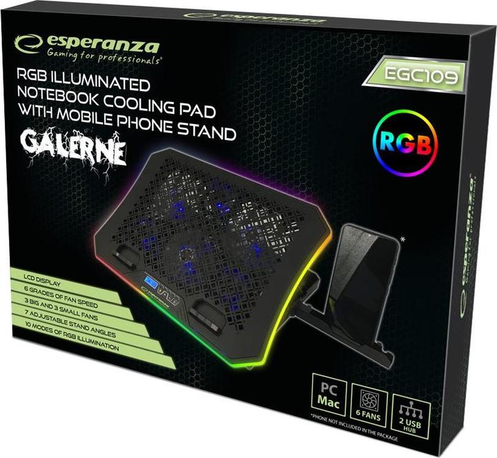 Actual product image Esperanza EGC109 Gaming Cooling Pad for Laptop LED RGB Gallery