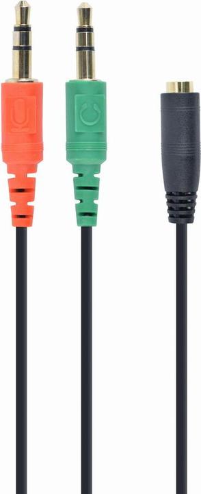 Actual product image Gembird CCA-418 Audio Cable 0.2 m 3.5mm 2 x 3.5mm Black (0.20 m, 3.5mm jack (AUX))