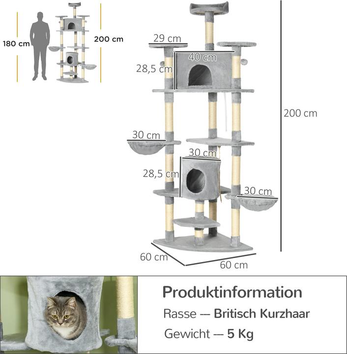 Produktbild Jamb Kratzbaum (200 cm, Hellgrau)