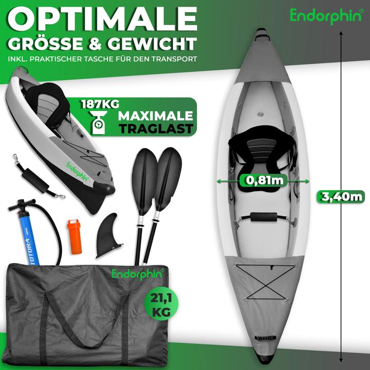 Produktbild Aufblasbares Drop Stitch Kajak für 1 Person als Komplettset (340 cm, 1-piece)