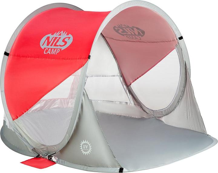 Productafbeelding Nils Opvouwbare strandtent NC3142 rood-grijs (Strandtent, 1 kg)