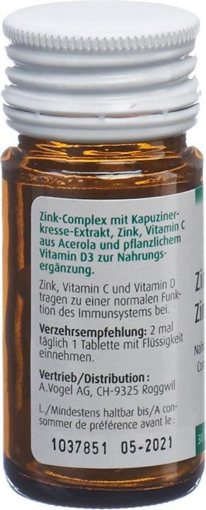 Nährwerte und Zutaten A. Vogel Zink-Complex (30 Stück, Tabletten, 73 g)