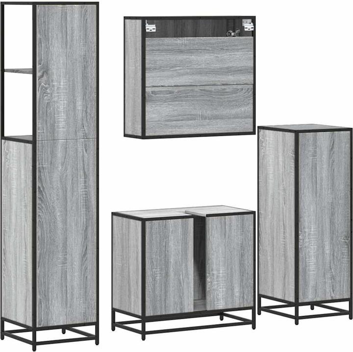 Image du produit VidaXL Ensemble de meubles de salle de bains 4 pièces Gris Sonoma Bois composite Ensemble de meubles de