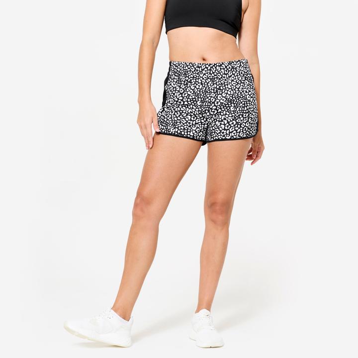 Actual product image Domyos Shorts kurz leicht - Leo-Print schwarz (XS)