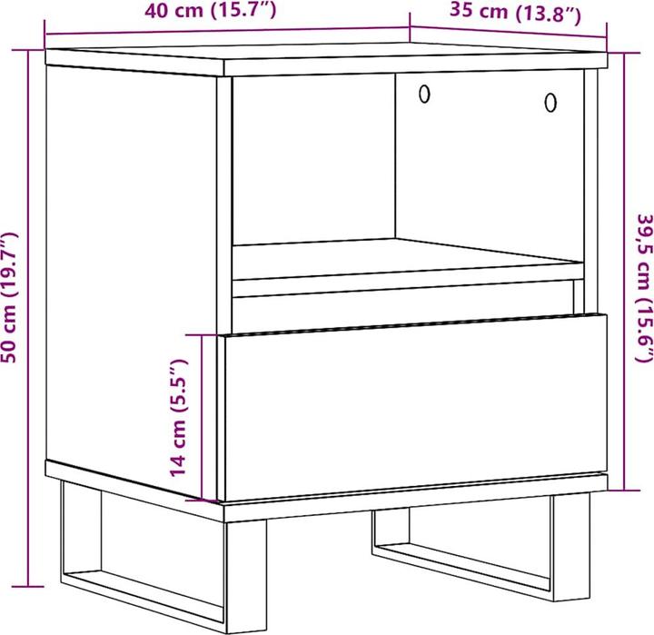 Produktbild VidaXL Nachttisch Stauraum Nachtschrank Nachtkommode Nachtkonsole Altholz-Optik (40 x 35 x 50 cm)