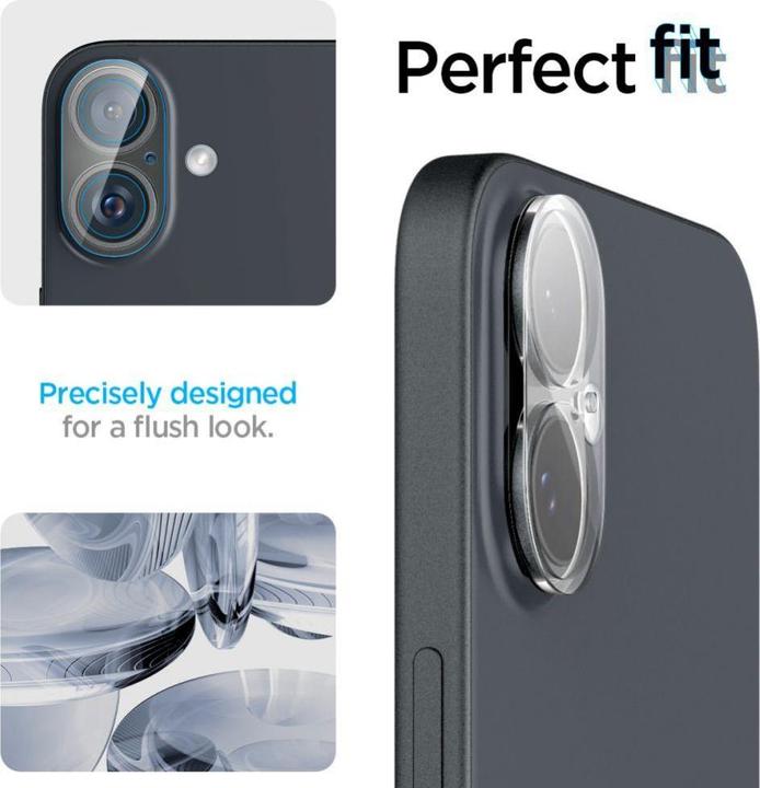 Immagine prodotto Spigen Vetro temperato Optik Glas.tR per fotocamera iPhone 16 / 16 Plus - trasparente (2 pezzi) (2 Pezzo/i, Apple iPhone 16, Apple iPhone 16 Plus)