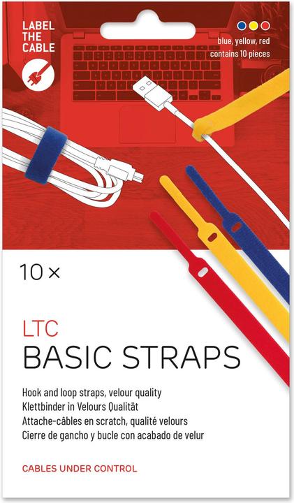 Immagine prodotto Label-the-cable LTC BASIC 10 Raccoglitore con gancio e anello di alimentazione rt, gb, bl (Fascette in velcro, 170 mm, 10 pz.)