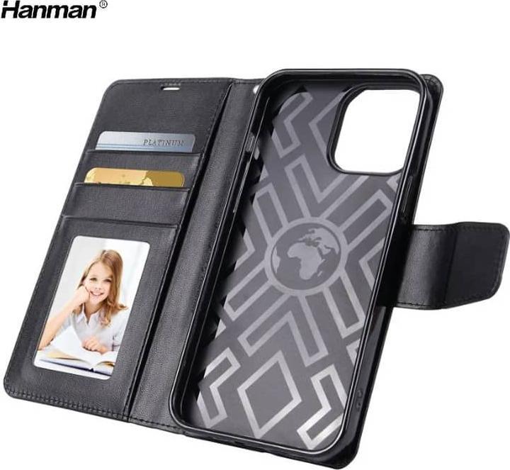 Produktbild Hanman Apple iPhone 7/8/SE 2020/SE 2022 - Mill Flip Case mit 3 Kartenfächern, schwarz (Apple iPhone 7, Apple iPhone 8, Apple iPhone SE (2nd Gen), Apple iPhone SE (3rd Gen))