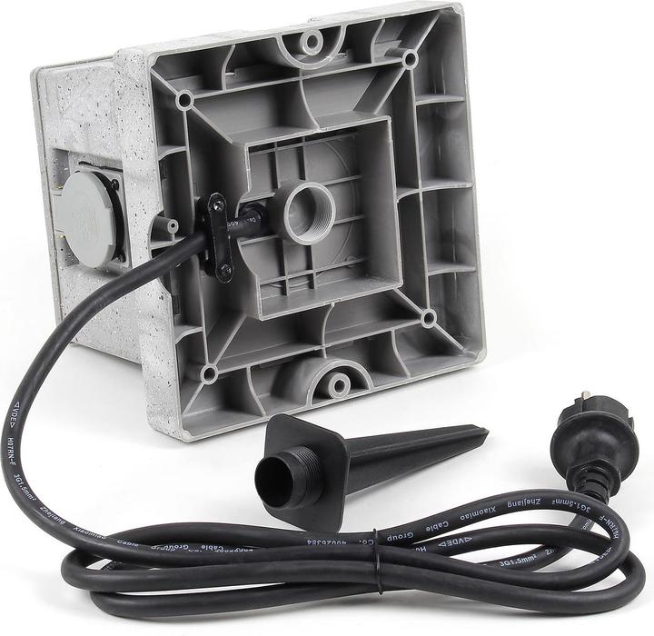 Produktbild Wiltec Gartensteckdose 4fach Aussensteckdose IP44 Granitoptik Steckdosenstein Steckdose