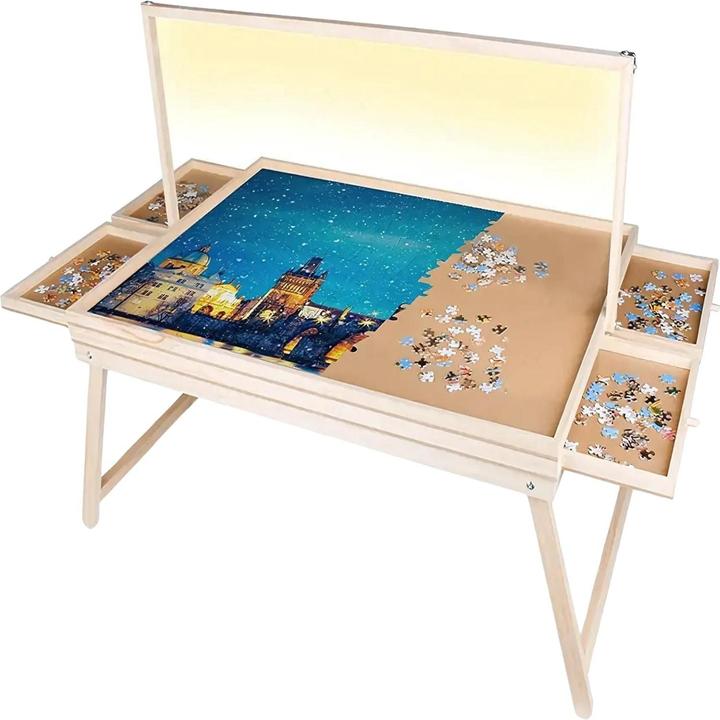 Actual product image Hermex Puzzle table with LED strip and pull-outs