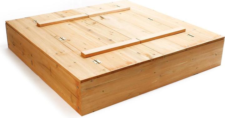 Actual product image Wiltec Sandpit with lid 2 benches 98x98x18cm Sandbox Wooden sandbox Digging box
