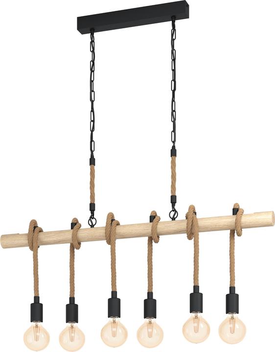 Actual product image EGLO Pendant lamp YOUNGSTOWN 6x E27, Black/Brown (E27)