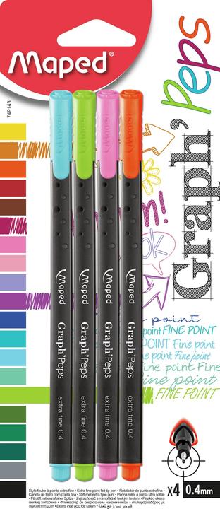 Maped 749143 stylo fin (multicolore, 4 x)