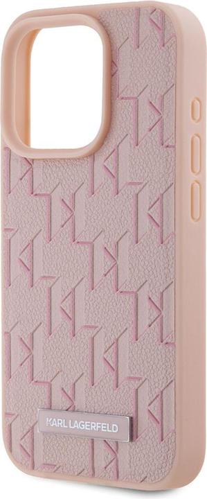 Actual product image Karl Lagerfeld KLHMP15XPKHPORPP iPhone 15 Pro Max 6.7" hardcase różowy/pink Leather Monogram Metal L (Apple iPhone 15 Pro Max)