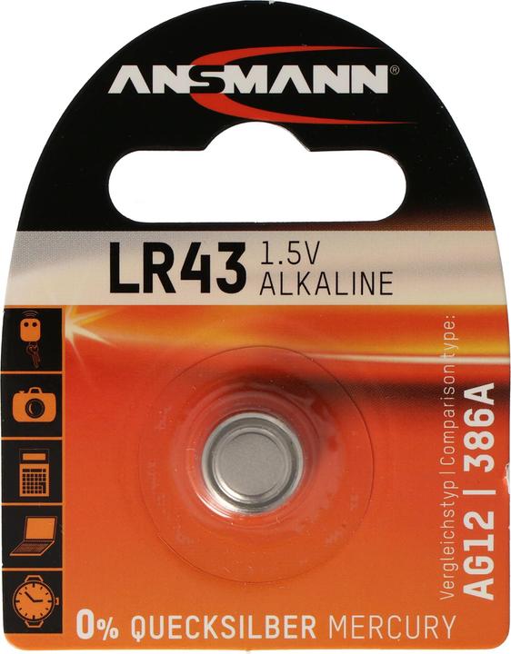 Panasonic LR43-V12GA, 186, 84, LR1142 Knopfzelle Alkaline LR43EL/1B (1 Stk., LR43, 70 mAh)
