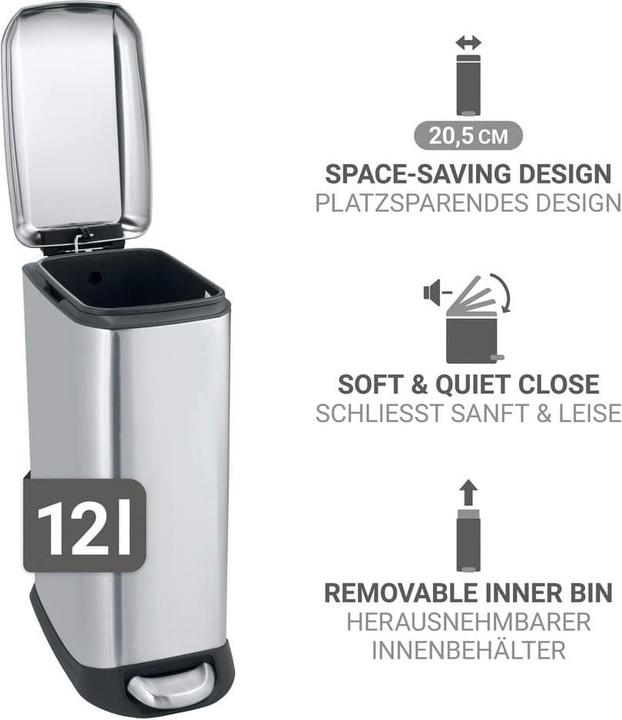 Image du produit Wenko Poubelle à pédale Design Easy-Close (12 l)