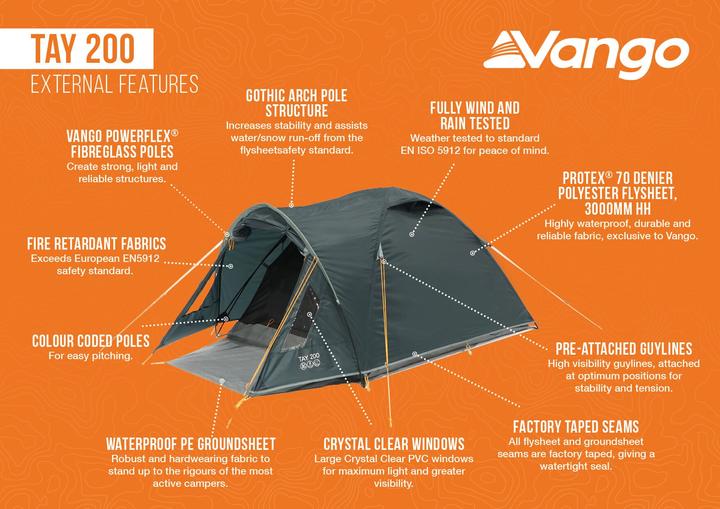 Produktbild Vango Tay 200 (Kuppelzelt, 3.31 kg, 2 Personen)