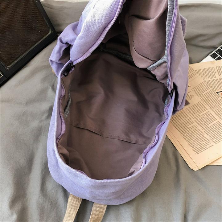 Immagine prodotto Only-Bags.Store Zaino in tela vintage, zaino per la scuola di grande capacità, zaino a tinta unita, zaino per