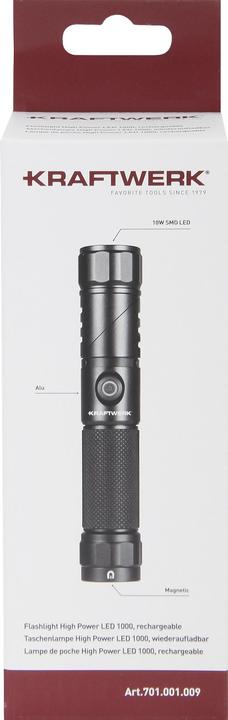 Produktbild Kraftwerk Taschenlampe High Power LED wiederaufladbar (2.70 cm, 1000 lm)