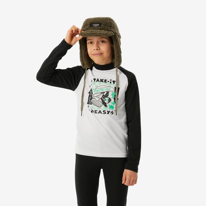 Produktbild Wedze Skiunterwäsche Funktionsshirt Kinder - BL 500 schwarz/weiss mit Motiv (100 C)