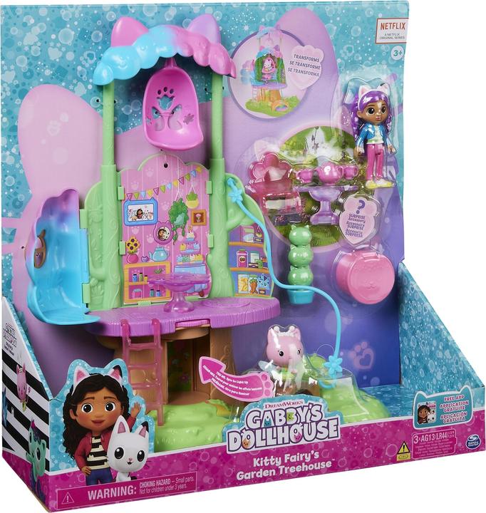 Actual product image Gabby's Dollhouse Kitty's Fairy's Garden Treehouse