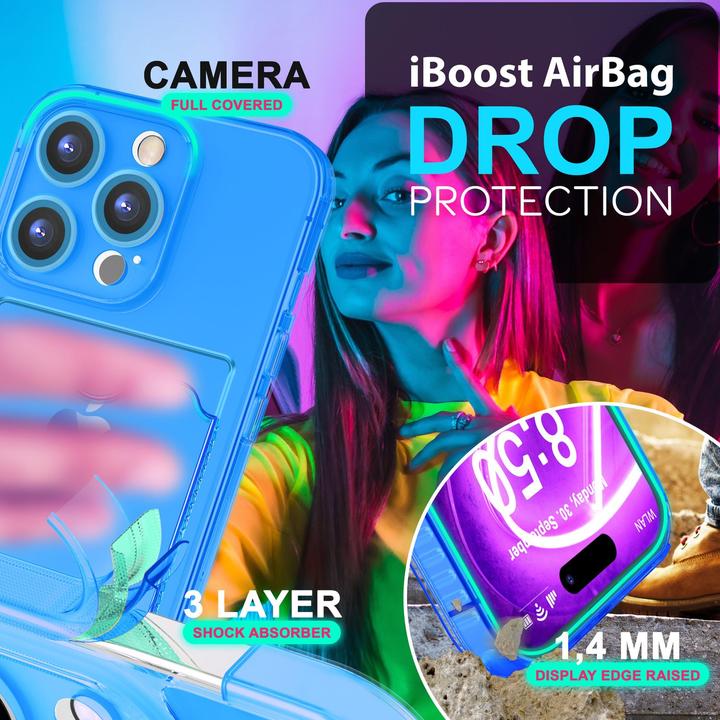 Actual product image Nalia Clear transparent neon silicone cover card holder (Apple iPhone 16 Pro)