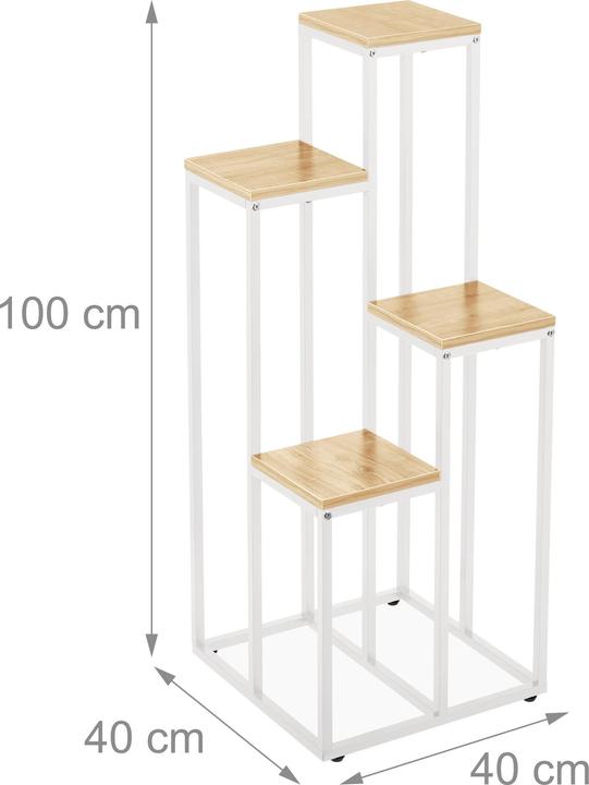 Image du produit Relaxdays Support pour plantes avec 4 étagères 80 x 40 cm, Nature/Blanc