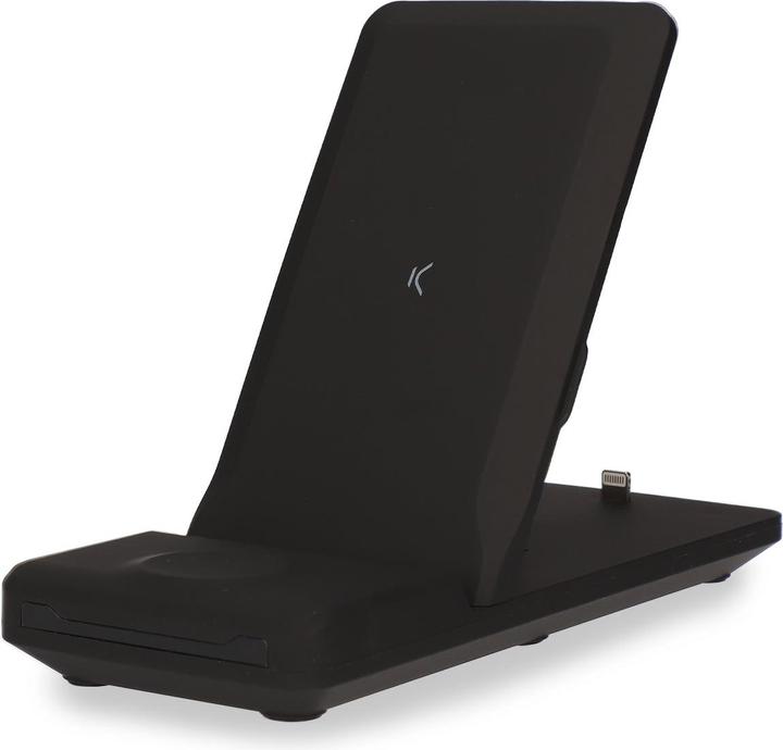 Produktbild KSIX WIRELESS CHARGER 3IN1 SMARTPHONE, AIRPODS APPLE WATCH (SERIES 1-7) BLACK+ QC3.0 CHARG. (10 W)