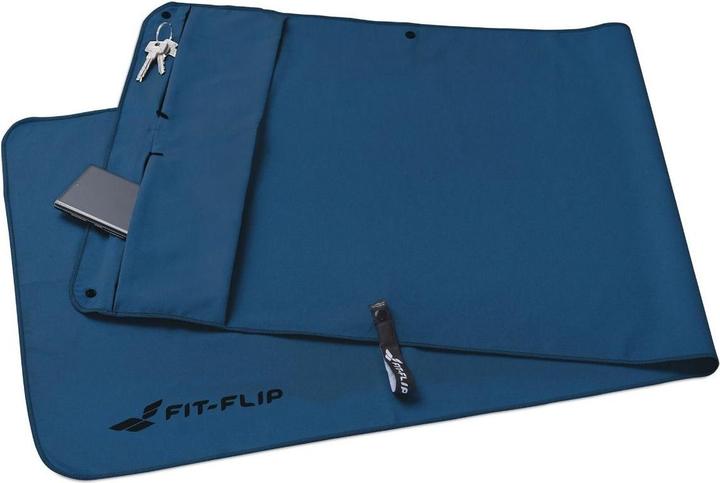 Actual product image Fit-Flip Fitnesshandtuch Mikrofaser mit Reissverschlusstasche 130x48cm (130 x 48 cm)