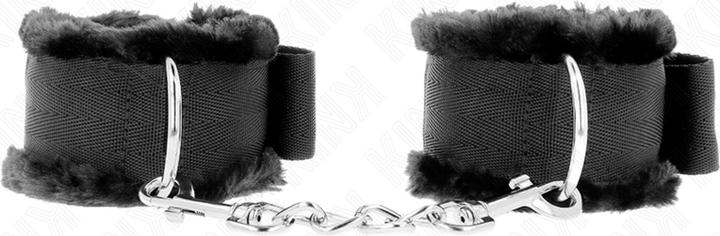 Actual product image Kink FUR LINTERED Wrist Cuffs BLACK ADJUSTABLE 17-31 CM X 7 CM