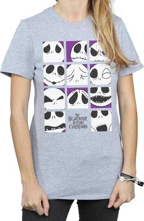 Immagine prodotto Disney Nightmare Before Christmas Many Faces Of Jack Squares Maglietta Ampia Donna (XL)
