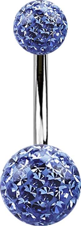 Image du produit Star Piercing Banane argentée avec deux boules de cristal bleu clair époxy de protection (Titane G23, sans laiton)