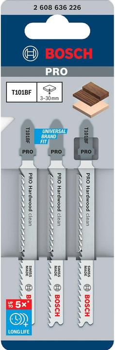 Produktbild Bosch Professional Zubehör PRO Hardwood clean T101BF Stichsägeblatt, 100 mm, 3-tlg.