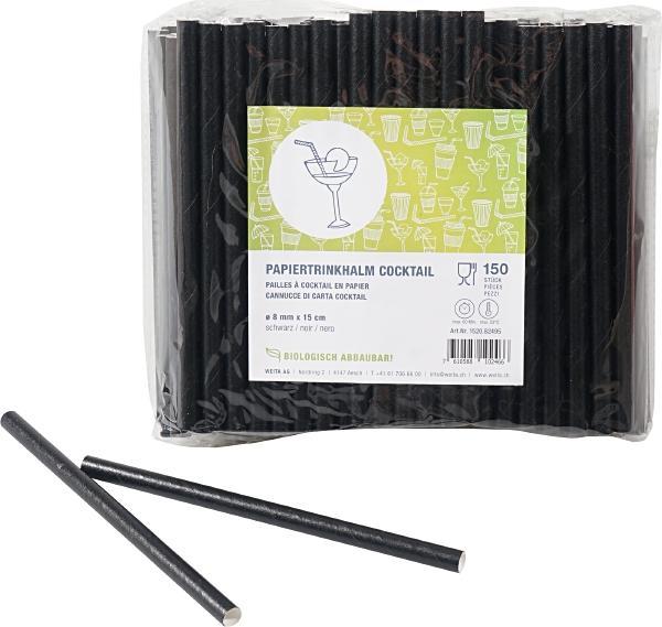 Papiertrinkhalm schwarz (150 x)