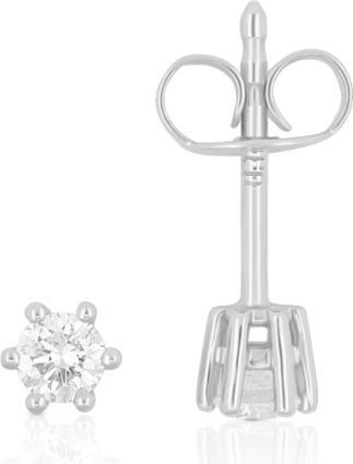 Muau Solitaire earrings 6-handle setting white gold 750 diamonds 0.20ct. 5mm (Weissgold 750)