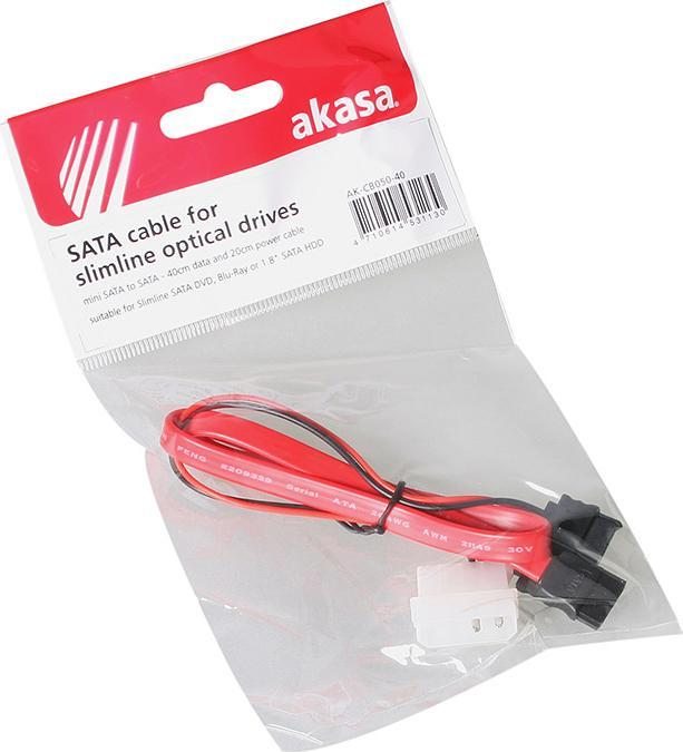Actual product image Akasa SATA combo cable Slimline to SATA / Molex