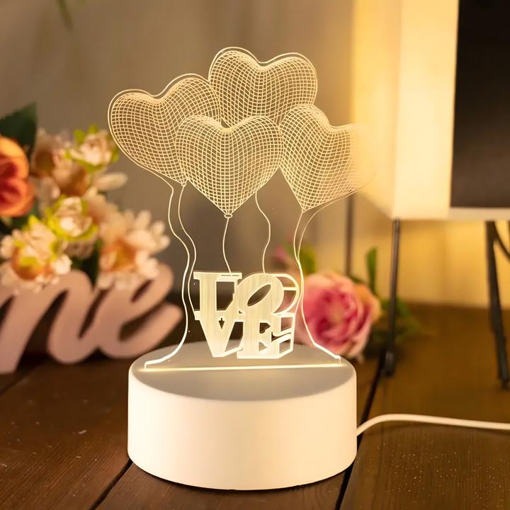 Actual product image Extralink Home Night Lamp 3d Illusion With Four Hearts, USB, For Bedroom