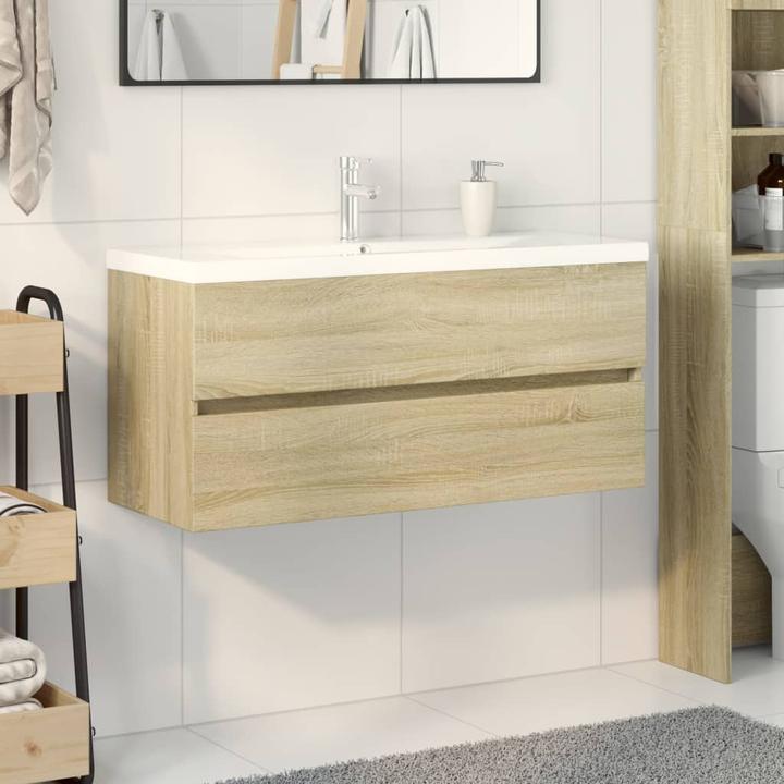 Actual product image VidaXL Bathroom furniture set washbasin vanity unit washbasin 2-piece wood-based material
