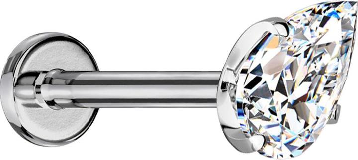 Star Piercing Micro Threadless Labret silber mit Kristalltropfen silber gefasst (ohne Messing, Titan G23)