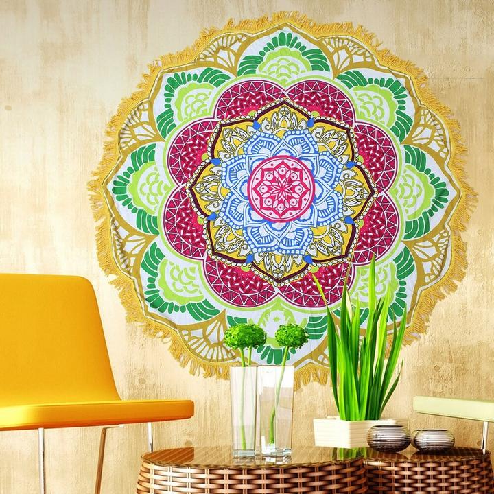 Actual product image Cover-Discount Round beach towel Mandala yellow (150 cm)
