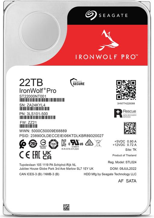Image du produit Seagate IronWolf Pro High WRL (22 To, 3.5", CMR)