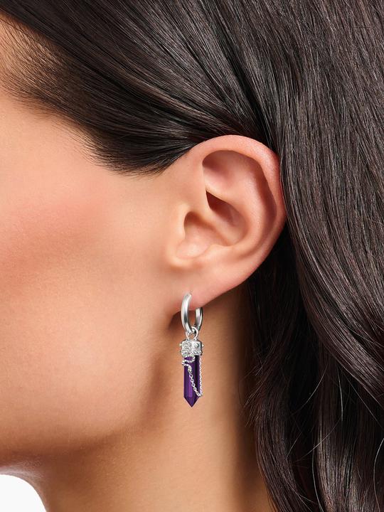 Produktbild Thomas Sabo Creolen mit Anhänger mit imitiertem Amethyst Silber geschwärzt (925er Silber/Silber)